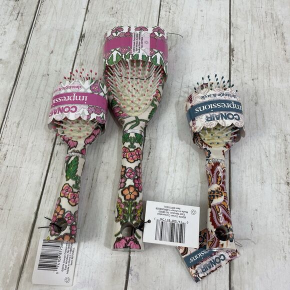 Conair Impressions Detangle Signature Prints Cushion Hair Brush Lot Of 3 -New - Picture 3 of 6